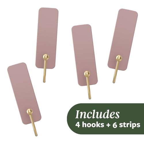 Command Medium Hooks, 4 Hooks, 6 Strips - color: Dusty Rose