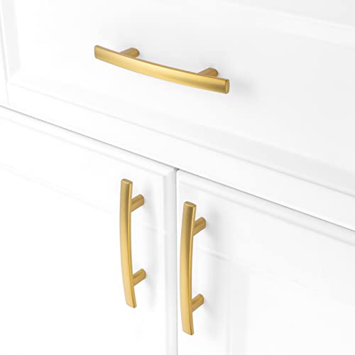 KOOFIZO 10 Pack 3 in Brushed Gold Cabinet Pulls, Gold Drawer Handles 1961 - color: Brushed Gold, size: 3" CC