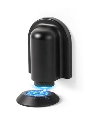 2 Pack Black Door Stopper Magnetic Door Cathc Matte Black Floor Mounted Door Stop Keep Door Open with Screws and Adhesive No Drilling - color: Black