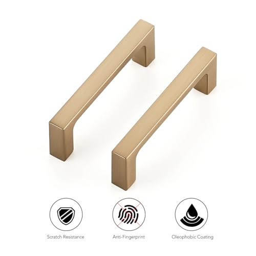 Ravinte Champagne Bronze Kitchen Square Cabinet Handles 3 Inch 10 Pack - size: 3 Inch Hole