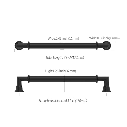 Asidrama 10 Pack 6.3 Inch(160mm) Matte Black Kitchen Cabinet Handles, Cabinet Pulls Kitchen Cabinet Hardware for Cupboard Drawer Pulls 2281 - color: Matte Black, size: 6.3" Hole Center
