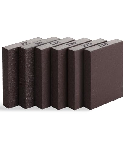 Bates- Sanding Sponge, 6 pcs, 60/80/120/180/220 Grit, Sandpaper Block, Sanding Blocks for Wood, Drywall Sanding Block, Drywall Sanding Sponge for Wood, Sanding Blocks Drywall, Sandpaper for Drywall - size: 6 Pack, 60/80/120/180/220 Grit