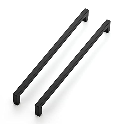 Ravinte Matte Black Cabinet Handles Square Pulls 12-3/5 Inch 3 Pack - size: 13 Inch (12-3/5 Inch Hole Center)