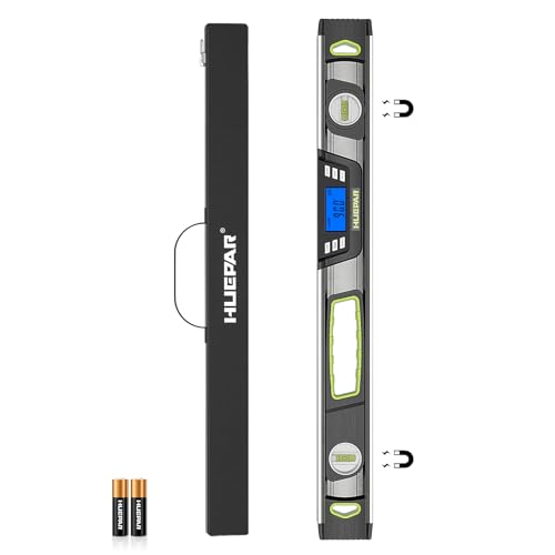 Huepar 48-Inch Digital Level, Professional Smart Precision Torpedo Level Tool, Bright LCD Display, Audible Alerts, Magnetic Bottom, IP54 Dust Water Resistant, with Carrying Case - size: 48 Inch Level