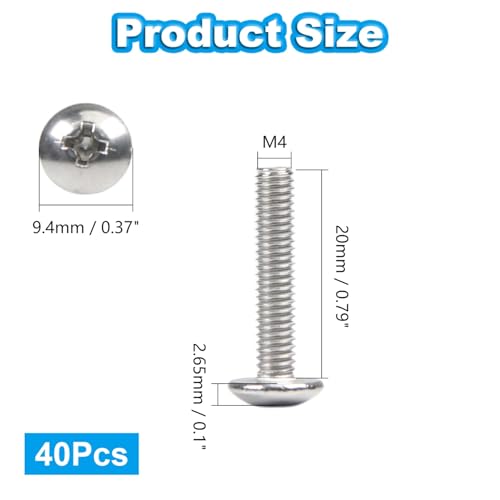 40Pcs M4 x 20mm Truss Head Machine Screws for Cabinet Pull - size: M4 x 20mm