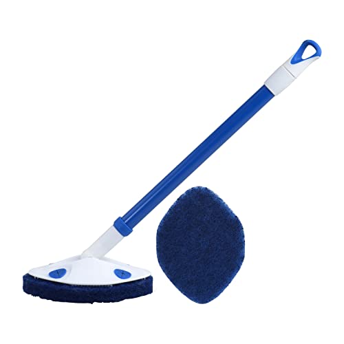 Clorox Extendable Tub & Tile Scrubber with Polyurethane Head – Heavy Duty Bathroom Cleaning Brush with Bonus Refill, Pivoting Head, Replaceable Pad, Works with Clorox Wipes - size: 1 Count (Pack of 1)