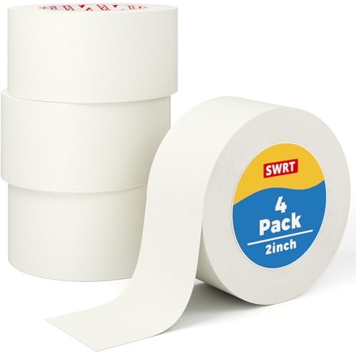 SWRT Masking Tape, 2 Inch Wide × 55 Yds, 4 Rolls, White Painters Tape - size: 4-PACK