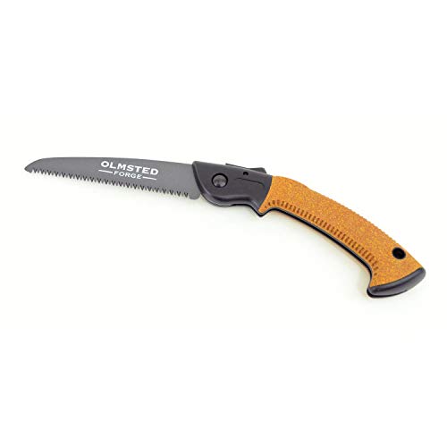 Hand Saw with 7 Inch Folding Blade and Push Button Lock - Portable Saw for Camping, Hiking, Hunting, Pruning, Tree Trimming, Cutting Branches