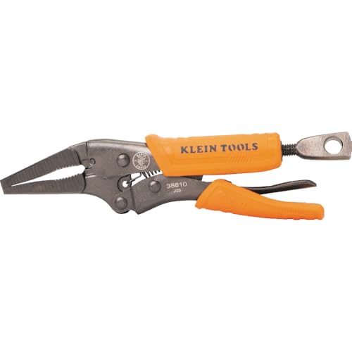 Klein Tools 38610 Locking Plier, Long Nose with Lever Release Handles, High Torque, Ideal for Tight Spaces, 4-Inch - style: 4-In Long Nose