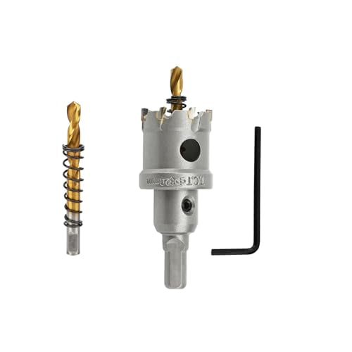 1-3/16'' TCT Hole Saw Kit Tungsten Carbide Tipped Hole Saw Drill Bit with Titanium-Plated Pilot Drill bit for Metal, Stainless Steel, Iron (32MM) - size: 32MM | 1-3/16''