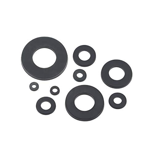 Nylon Flat Washer Assortment Set 800 Pieces, 9 Sizes - M2 M2.5 M3 M4 M5 M6 M8 M10 M12, (Black+White)(Not Rubber Washers)