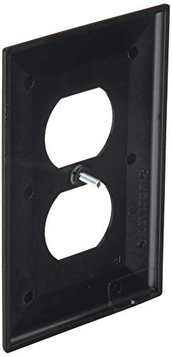 Leviton 1-Gang, 1-Duplex, Midway Nylon Wallplate, Midway Size, 1 Pack, PJ8-E, Black - color: Black, size: 1 Pack