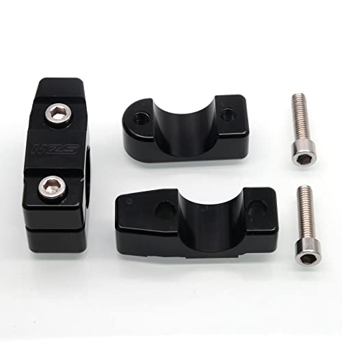 MZS Motorcycle Handlebar Mirror Mount Clamp, Aluminum 7/8 Handlebar Clamps 10MM Thread Holder Black for Motorbike Street Bike ATV Snowmobile Scooter Moped