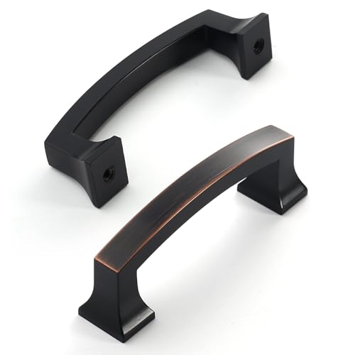 Amerdeco 10 Pack Oil Rubbed Bronze 3.75 Inch(96mm) Hole Centers Kitchen Cabinet Pulls Cabinet Hardware Kitchen Handles for Cabinets Cupboard Handles Drawer Pulls ZH0009 - color: Oil Rubbed Bronze, size: 3.75" hole center