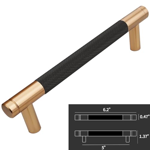 12 Pack 5 Inch 128 mm Bronze and Black Knurled Cabinet Handles Cabinet Pulls Aluminum Handles Pulls Oxidation Finish with Diamond Pattern pulls - color: Bronze and Black, size: 5 Inch