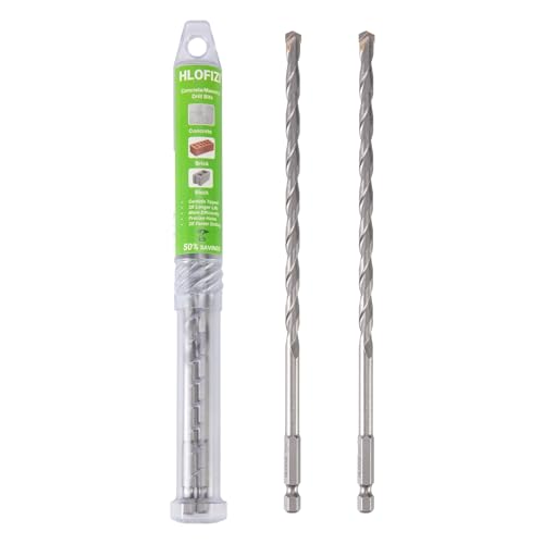 3/16" x 8" Masonry Drill Bits (2 Pack) Concrete Hammer Drill Bits Carbide Tipped, for Cement, Brick, Stone, Hex Shank - size: 3/16" - 2 Pack