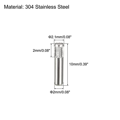 uxcell 2x10mm 304 Stainless Steel Dowel Pins, 50Pcs Knurled Head Flat Chamfered End Dowel Pin, Wood Bunk Bed Shelf Pegs Support Shelves Fasten Elements - size: 2x10mm