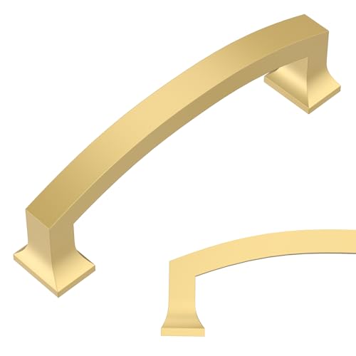 Amerdeco 10 Pack Brushed Gold Cabinet Pulls 4" - color: Brushed Gold, size: 4" hole center