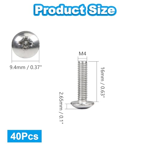 40Pcs M4 x 16mm Truss Head Machine Screws for Cabinet Pull - size: M4 x 16mm