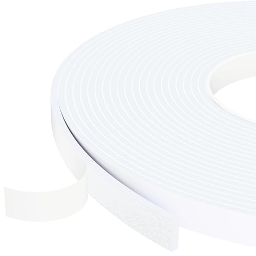 1/2 in Wide x 1/8 in Thick x 33FT Window Sealing Tape,Weather Stripping Door Seal,Foam Insulation Tape,Single-Sided Self-Adhesive Foam Strips White - color: White, size: 1/2 IN x 1/8 IN x 33FT
