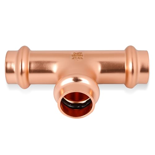 (wdaisy 15 Pack) Copper Press Fittings Kit – 1/2 Inch Tee, Elbow & Coupling, Press Compatible Copper Plumbing Fittings, Lead-Free, for Potable Water - size: 1/2" Combo Kit - 15P