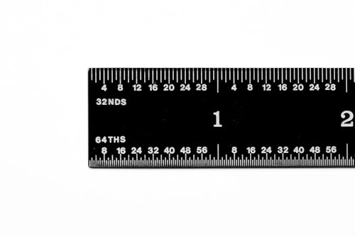 PEC Tools 18" Flexible Metal Ruler, Stainless Steel with Black Chrome Finish, High Contrast, 16R Graduation (1/32", 1/64", 1/50", 1/100"), Easy to Read Machinist Rule for Professionals, Made in USA - color: Black Chrome-Flexible, size: 18"