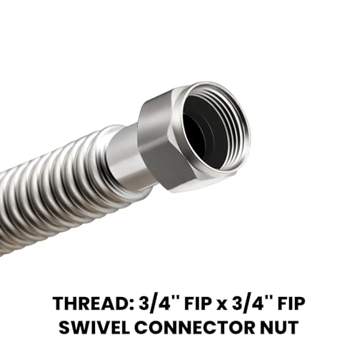 24inch Stainless Steel Corrugated Water Heater Connector Flexible for Female Iron Water Pipes Fitting, 3/4" FIP x 3/4" FIP(2 Packs)… - style: 24"/ 3/4x3/4"FIP