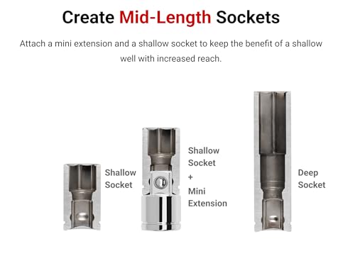 TEKTON 3/8 Inch Drive x 1 Inch Mini Extension | SHA11101 - size: 3/8 Inch Drive x 1 Inch