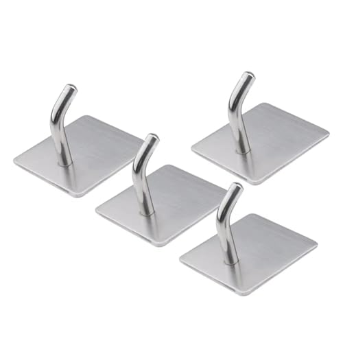 8 Pack Adhesive Wall Hooks, Self-Adhesive Hooks for Bathroom, Door Back Stick-On Towel Hooks, Hanging Coat Hat Key Washcloths Aprons Oven Mitts for Kitchen Shower Garage Home, Silver - color: Silver-45°