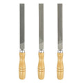 HARFINGTON 3pcs Flat Cut File 6" Double Cut Teeth High Carbon Steel Hand Rasp File with Wood Handle for Metal Wood Deburring Removing - size: 6"