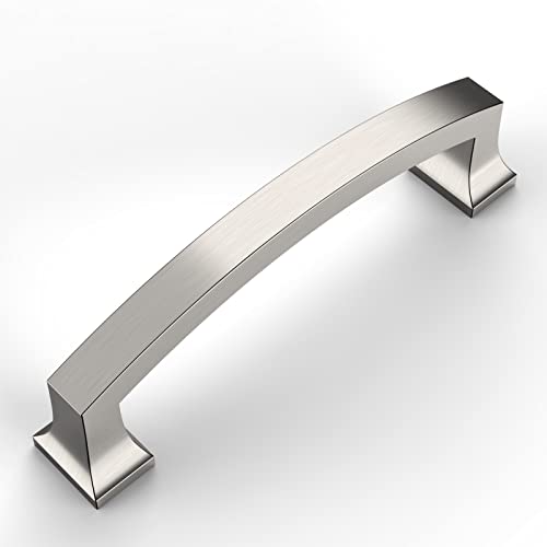 Amerdeco 10 Pack Brushed Satin Nickel 4 Inch(102mm) Hole Centers Kitchen Cabinet Pulls Cabinet Hardware Kitchen Handles for Cabinets Cupboard Handles Drawer Pulls ZH0009BSN - color: Brushed Satin Nickel, size: 4" hole center