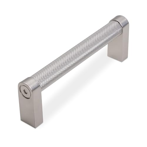 10 Pack 3-3/4 inch(96mm) Brushed Satin Nickel Kitchen Cabinet Handles Knurled Cabinet Pulls Silver Drawer Pulls Kitchen Cabinet Hardware Handles Drawer Pulls Dresser Handles - color: Brushed Satin Nickel, size: 3-3/4" Hole Center（96mm）