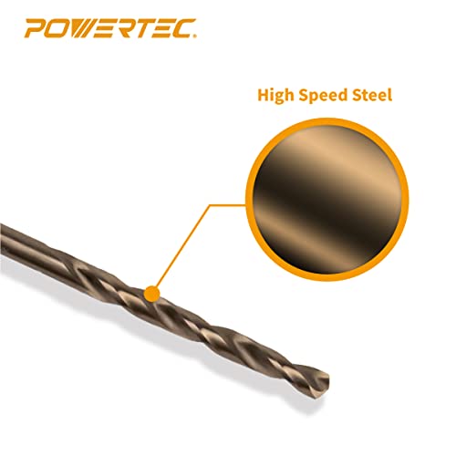 POWERTEC 1mm, 1.5mm, 2mm, 2.5mm & 3mm Cobalt Drill Bits Set, 50 Pack – M35 HSS Jobber Length Twist Bits, 135° Tip for Metal, Stainless Steel, Cast Iron, Wood & Plastic (QDB2104) - style: 50PK Metric Cobalt Drill Bits Set (1mm-3mm)
