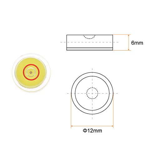 HARFINGTON 3pcs Round Bubble Level 12x6mm Mini Circular Bullseye Spirit Levels for Leveling Camera Tripod Telescope Workshop Turntable Pictures Frame, Yellow - color: Yellow (Red Circle), size: 12x6mm