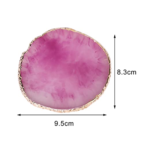 2 Pcs Resin Nail Art Palette Set, Gold Edge, Purple & Green - color: Purple, Green