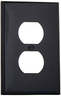 Leviton 1-Gang, 1-Duplex, Midway Nylon Wallplate, Midway Size, 1 Pack, PJ8-E, Black - color: Black, size: 1 Pack