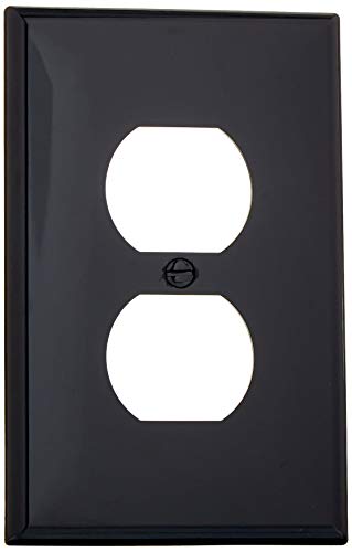 Leviton 1-Gang, 1-Duplex, Midway Nylon Wallplate, Midway Size, 1 Pack, PJ8-E, Black - color: Black, size: 1 Pack