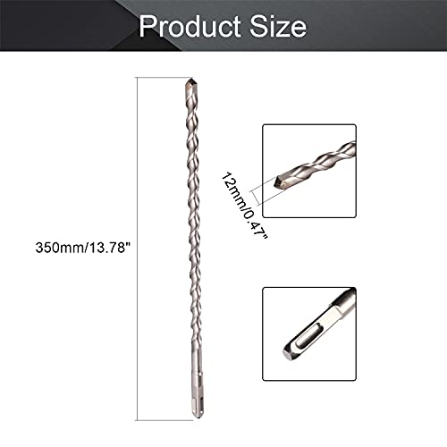 Utoolmart Masonry Drill Bit 12mm x 350mm Carbide Tipped Rotary Hammer Bit Square Shank for Impact Drill 1Pcs - size: Square handle 12*350