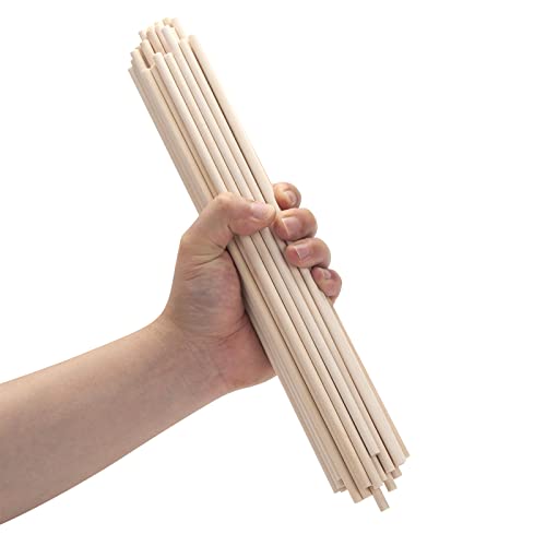 Wood Dowels Wooden Dowel Rods 1/4 x 12, 50 PCS Wooden Sticks for Crafts, Macrame Dowels, Unfinished Small Wood Sticks for Crafting, Lollipops and Tiered Cake, Photo Booth Props, Wedding Ribbon Wands - size: 1/4"×12"-50PCS
