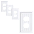 4-Pack Classic Beadboard Natural Bamboo Fiber Duplex Outlet Cover Plate, - color: Pure White, size: 1 Duplex 4PK
