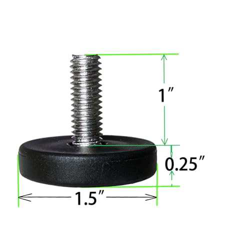 1.5" Base Furniture Levelers #304 Stainless Steel 5/16"-18 Bolt- Pack of 8 | Furniture Feet | Heavy Duty Adjusting Foot| 1" Adjustable Furniture Legs,Table Levelers. Low Profile. - size: Adjustable 1.5" W X 1"