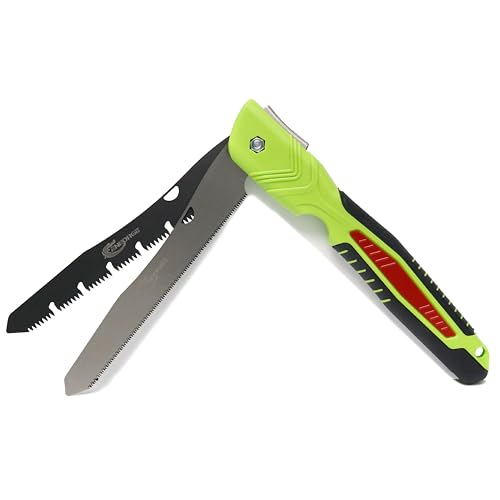Double-blade Hand Pruning Saw, Foldable Camping Saw, Handsaw for Survival, Backpacking, Hunting, Wood and Trees Cutting, Outdoor Portable (10 Inch Double-blade)