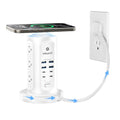 Kakyanill 30W USB Charging Station, Power Strip Tower with 9 AC 8 USB - color: White&Grey