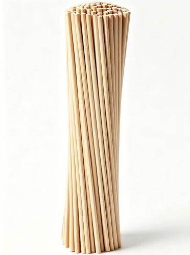 100PCS 1/8 x 6 Inch Dowel Rods Wood Sticks Wooden Dowel Rods - Unfinished Natural Wood Craft Dowel Rods - for Crafts and DIY