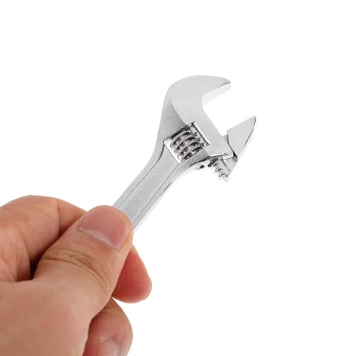 Mini Adjustable Wrench 4 Inch and 2.5 Inch, Black Spanner With Chain Hand Knurl Tool for Repair Maintenance Automotive Car