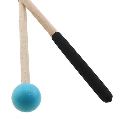 8-inch Rubber Head Wooden Handle Percussion Mallets, Blue Drum Sticks for Xylophone and Glockenspiel