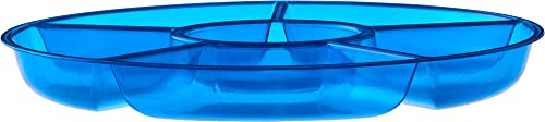 Plasticpro 6 Sectional Round Plastic Serving Tray/Platter (2, Blue) - color: Blue