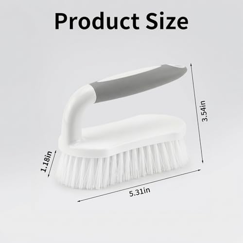 2 Pack Heavy Duty Scrub Brush for Cleaning, Stiff Bristle Cleaning Brushes with Ergonomic Grip for Bathroom Shower Kitchen Sink Carpet Bathtub Tile Floor, Multi-Purpose Household Scrubber Brush