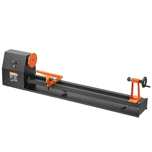 VEVOR Wood Lathe, 14 in x 40 in, 4 Speed Adjustable 885/1245/1715/2425 RPM 0.5 HP 370W Power Wood Turning Lathe Machine with Chisels Faceplate Plastic Handle Hex Wrench for Woodworking - size: 14" x 40"-0.5HP