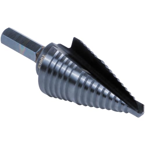 Klein Tools KTSB11 Step Drill Bit #11 Double-Fluted 7/8 to 1-1/8-Inch with Easy-to-Read Markings and Targets, 3/8-Inch Hex Shank - size: 7/8 to 1-1/8-Inch, style: Standard